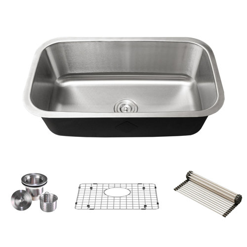 KBFmore 30 Inch Single Bowl Stainless Steel Classic Kitchen Sink with 4